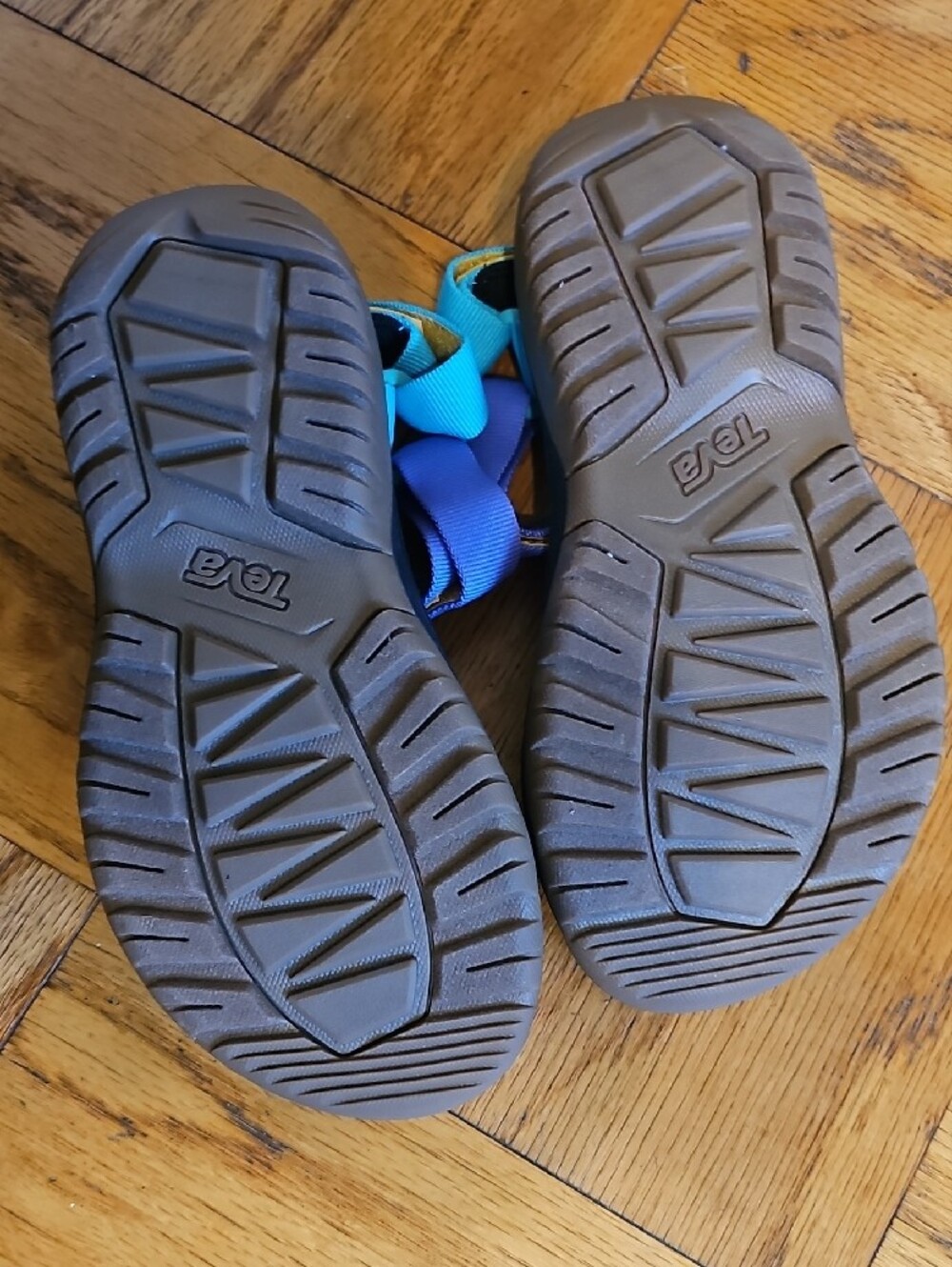 Teva Women's Teal Purple Olive & Yellow Strappy Sandals Hurricane - Picture 2 of 3